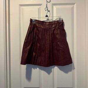 Elegant Burgundy Pleated Faux Leather Jcrew Skirt